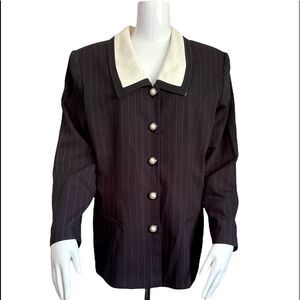 NICOLE STUDIO NY Vintage Striped Collard Buttons Down Blazer.Size 16